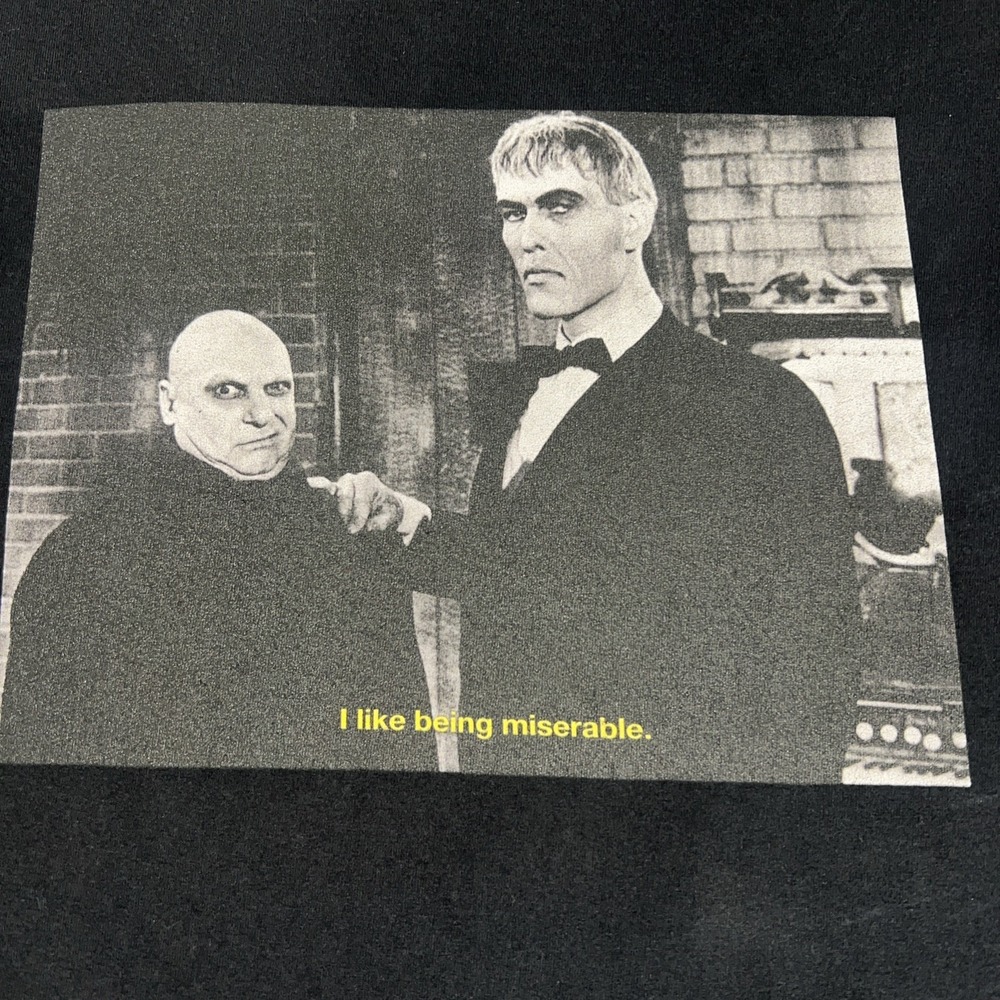The Addams Family Shirt Men's L "I Like Being Miserable" Uncle Fester And Lurch